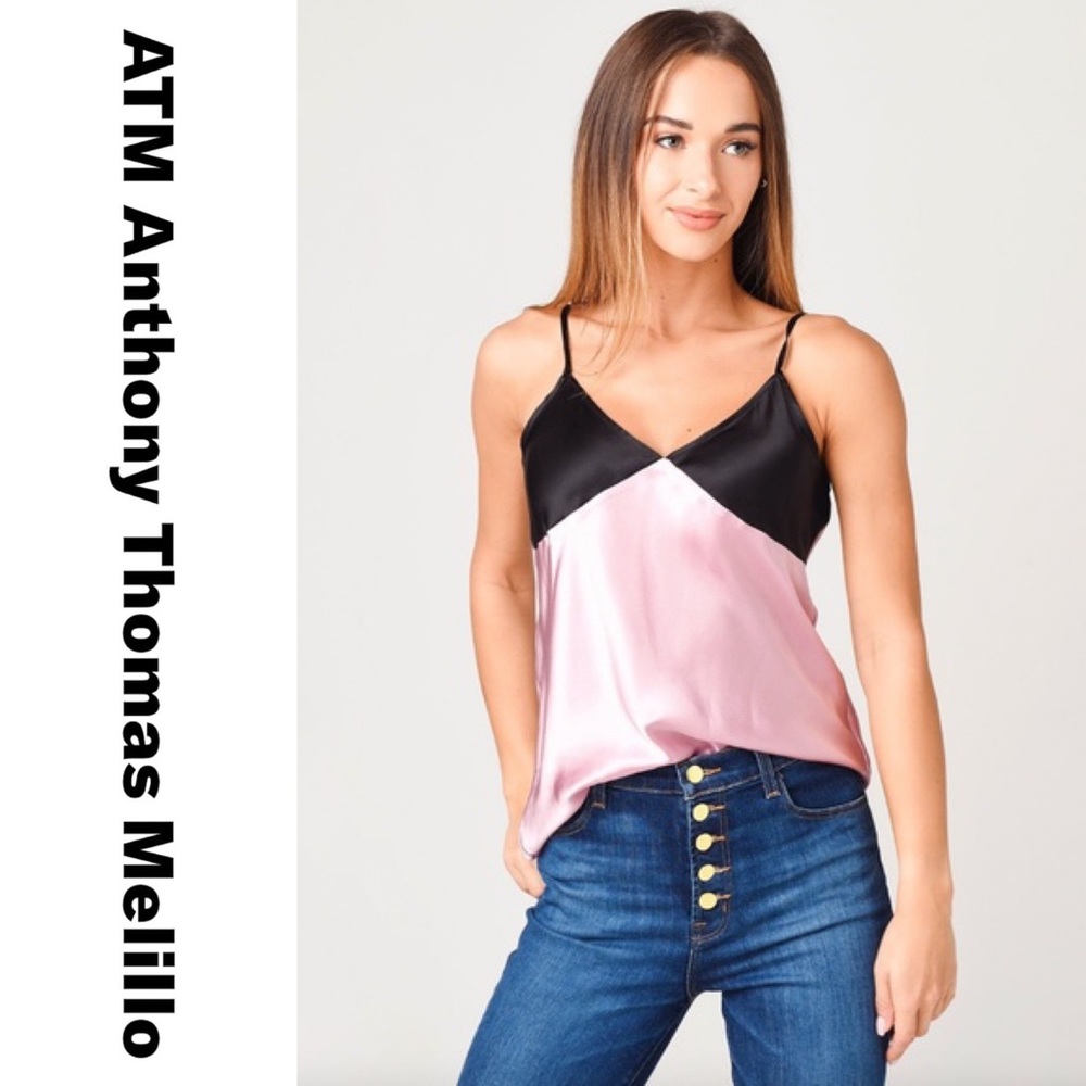 ATM • Contrast Detail Silk Satin Camisole